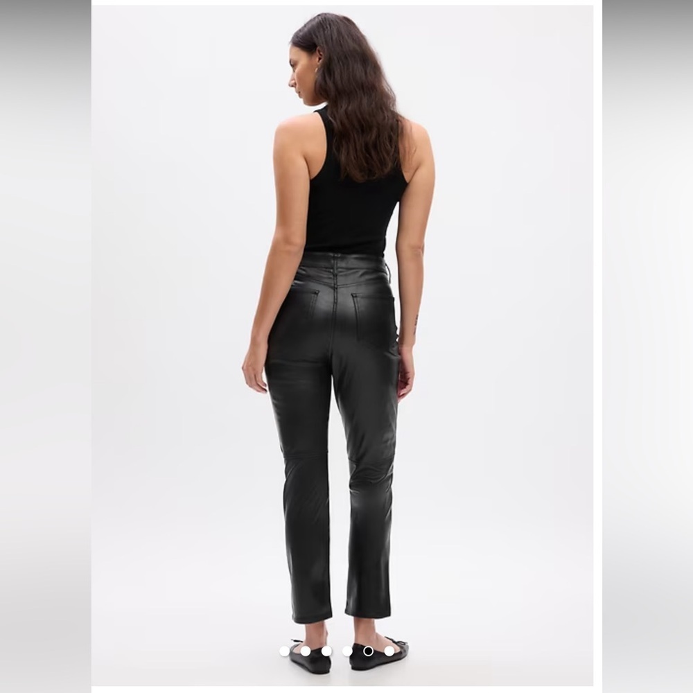 GAP Black High Rise Vegan Leather Vintage Slim Pants sz 14 - Picture 10 of 10